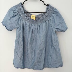 THERE ABOUTS Girls Blue Smocked Shirt Top Size 2XL Boho Peasant